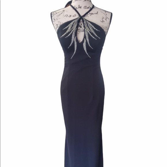 Black Formal Halter Dress Size 2 - Picture 1 of 3